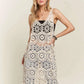 Cream-colored Adora crochet cover-up tunic with hexagonal patterns