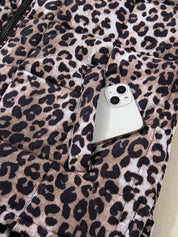 Leopard Quilted Full Zipper Casual Puff Vest | Vest Jackets Daverri Fashions