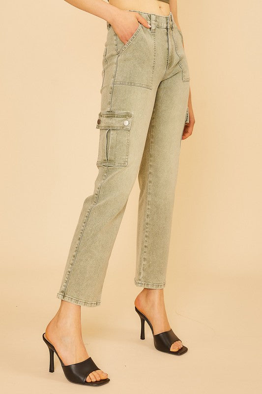 Annie Wear Straight Leg Jeans with Cargo Pockets Jeans