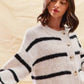 SO ME Stripe Soft Touch Button Cozy Sweater Cardigan - DAVERRI FASHIONS