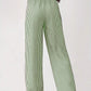 Daverri striped high-waisted wide-leg pants in green and white vertical stripes