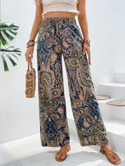 Dark Blue Printed Wide Leg Pants | Pants Daverri Fashions