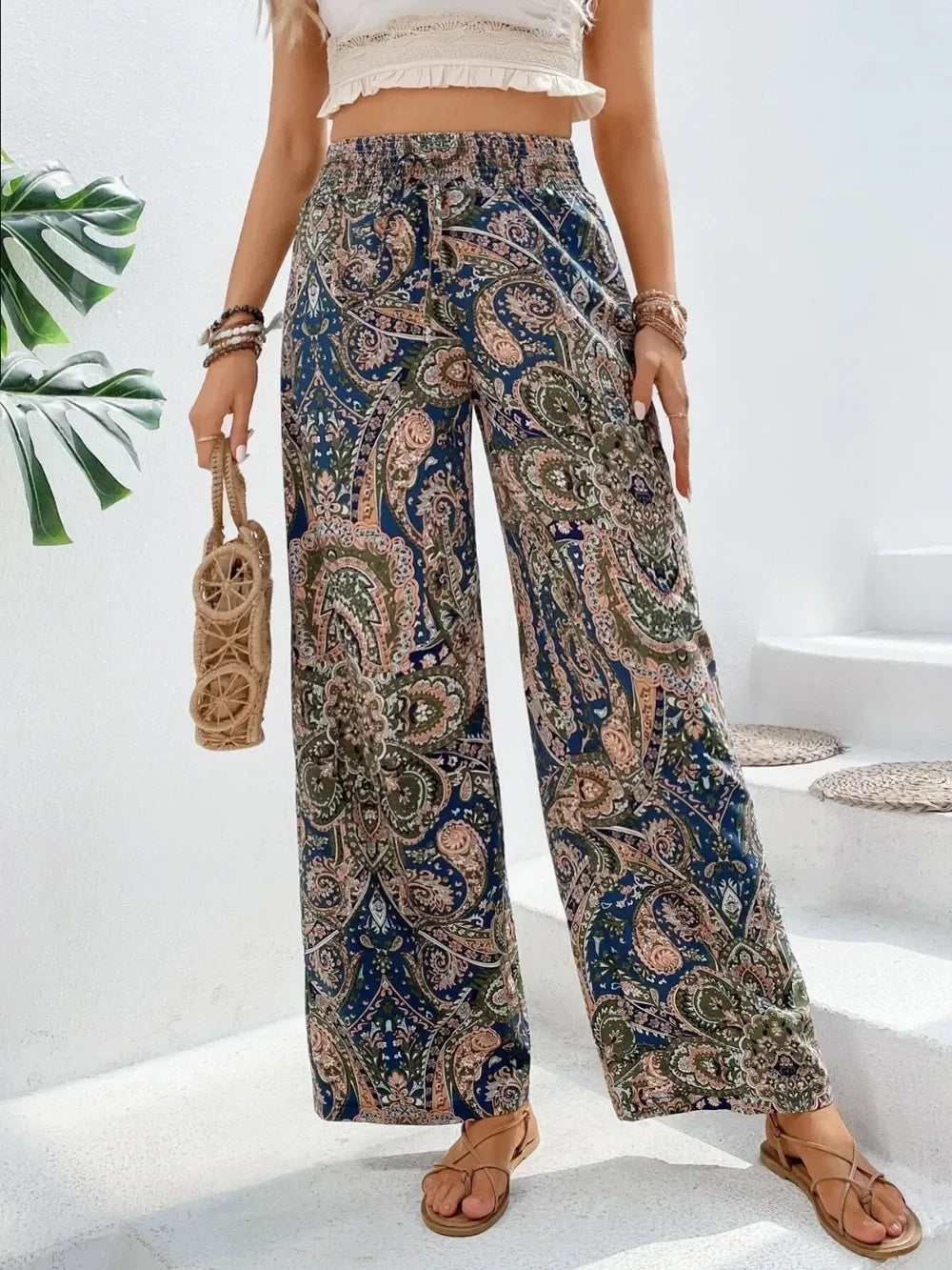 Printed Wide Leg Pants - DAVERRI FASHIONS