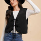 Annie Wear V-Neck Tie Detail Vest Coat Black Tops