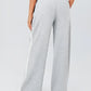 Light gray textured wide-leg sweatpants with white side stripe