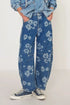 Flower Print Wide Leg Jeans - DAVERRI FASHIONS