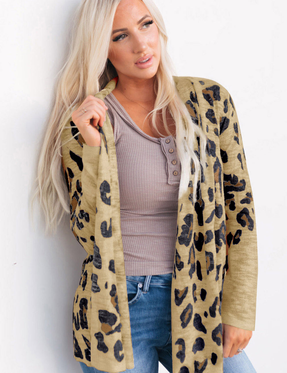 Yellow Green Printed Long Sleeve Cardigan | Cardigans Daverri Fashions