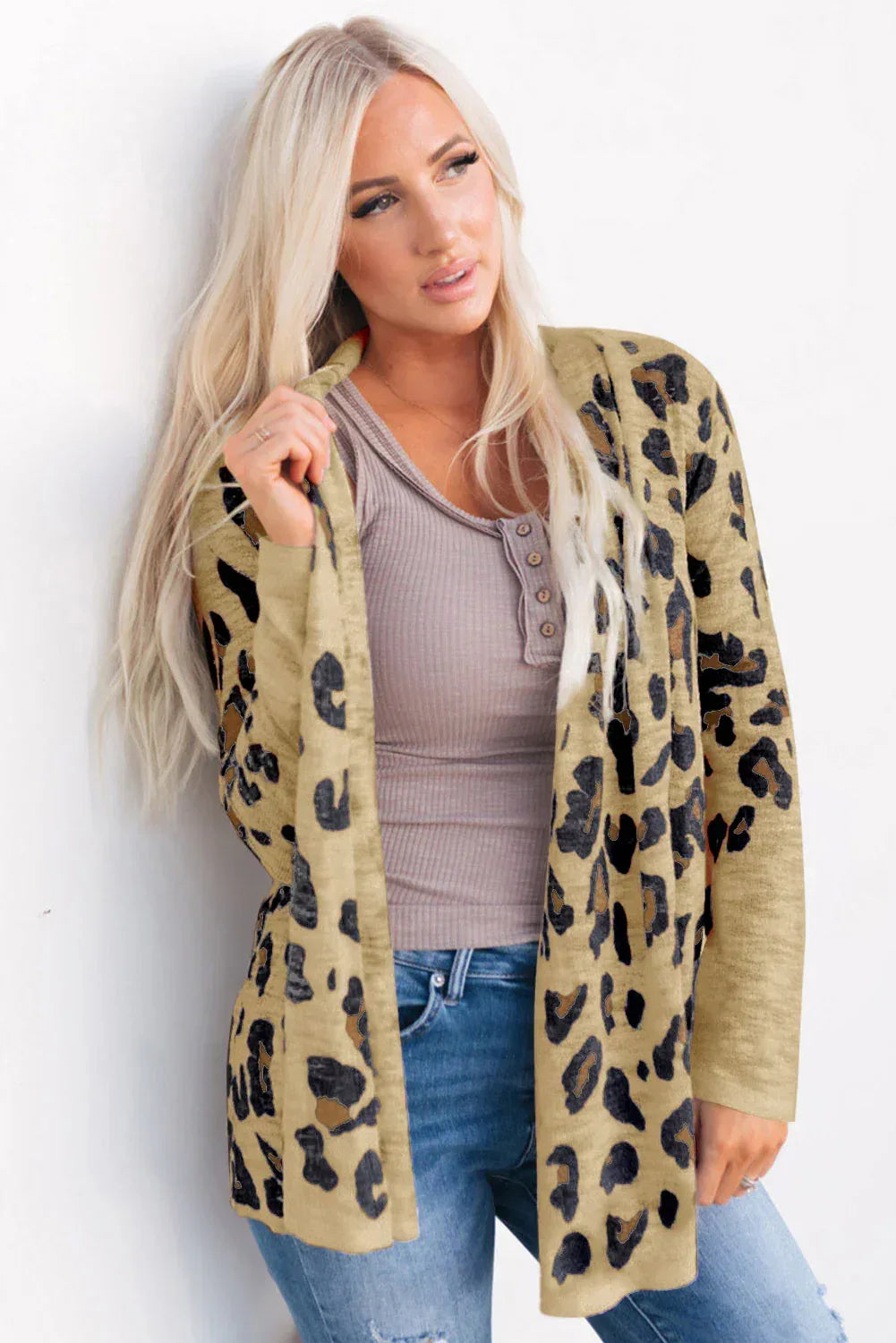 Printed Long Sleeve Cardigan - DAVERRI FASHIONS