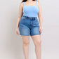 Judy Blue Full Size 2 Button Denim Shorts with Pockets Plus Size Denim Shorts