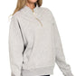 Zenana Fleece Half Zip Sweatshirt Grey - DAVERRI FASHIONS