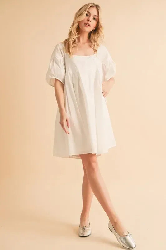 Aemi + Co Square Neck Babydoll Dress with Pockets - DAVERRI FASHIONS