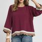 Umgee Scalloped Hem Color Block Top - DAVERRI FASHIONS