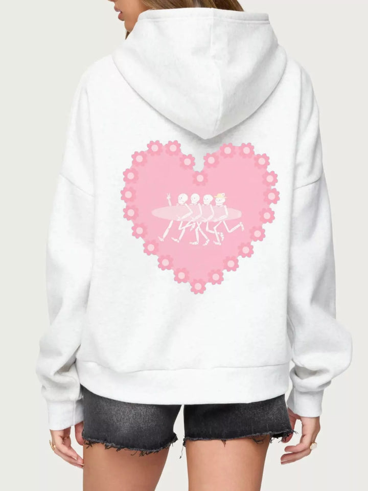 Drop Shoulder Graphic Hoodie with Kangaroo Pocket | Hoodies Daverri Fashions