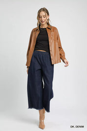 Umgee Washed Fringe Hem Wide Leg Jeans | Jeans Daverri Fashions