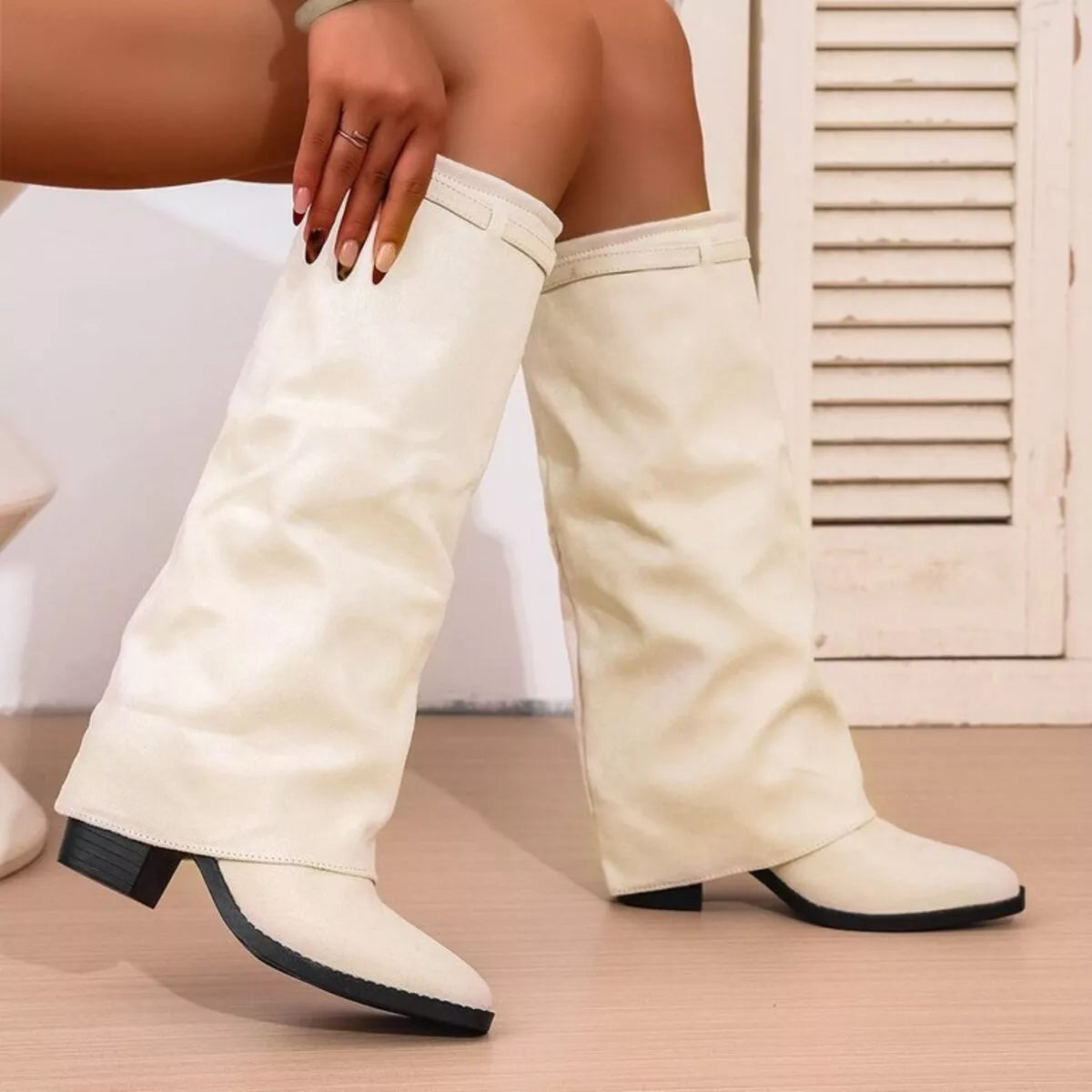 Point Toe Block Heels Boots | Boots Daverri Fashions