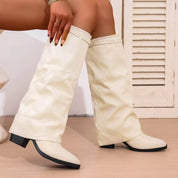 Point Toe Block Heels Boots | Boots Daverri Fashions