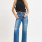 RISEN Full Size High Rise Ankle Straight Front Body Distressed Jeans Plus Size - DAVERRI FASHIONS