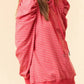 Striped Puff Sleeve Hoodie with Drawstring - DAVERRI FASHIONS