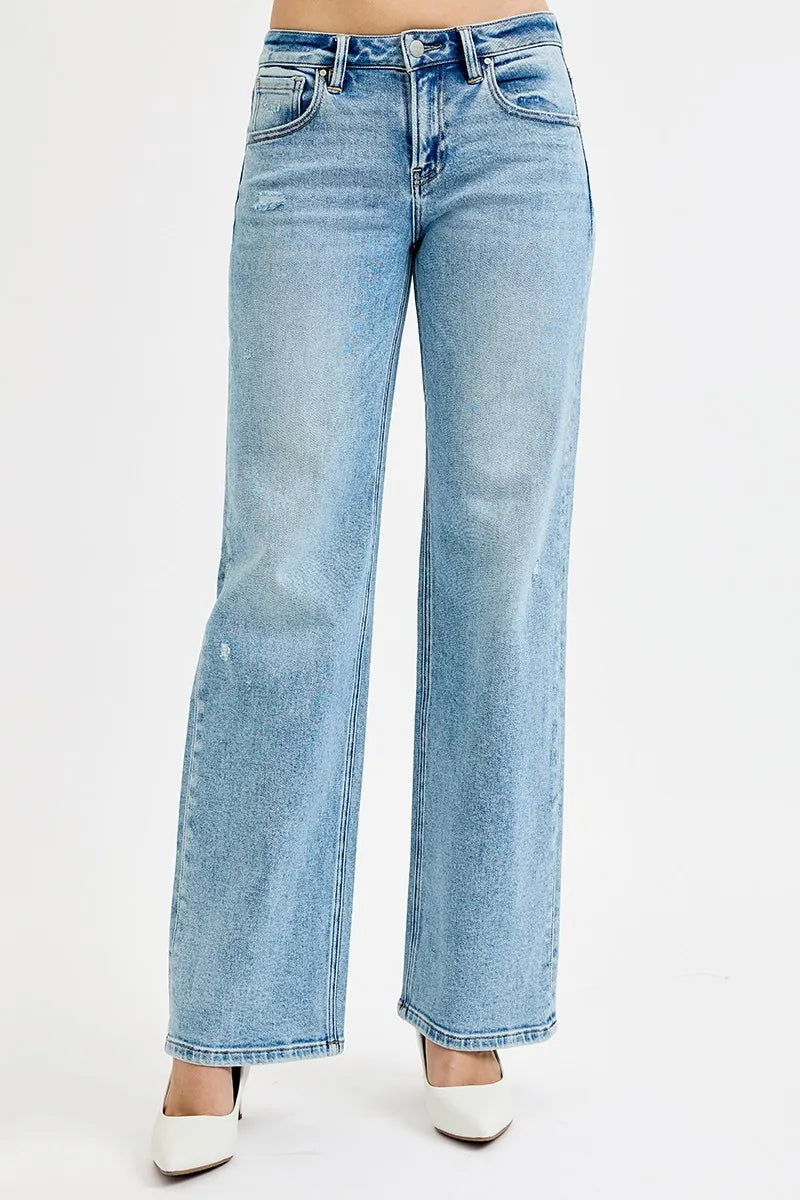RISEN Full Size Low Rise Ankle Boyfriend Distressed Jeans Plus Size MEDIUM Jeans