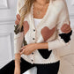 Heart Pattern Button-Up Cardigan - DAVERRI FASHIONS