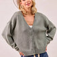 BiBi Washed Sweater V Neck Cardigan - DAVERRI FASHIONS