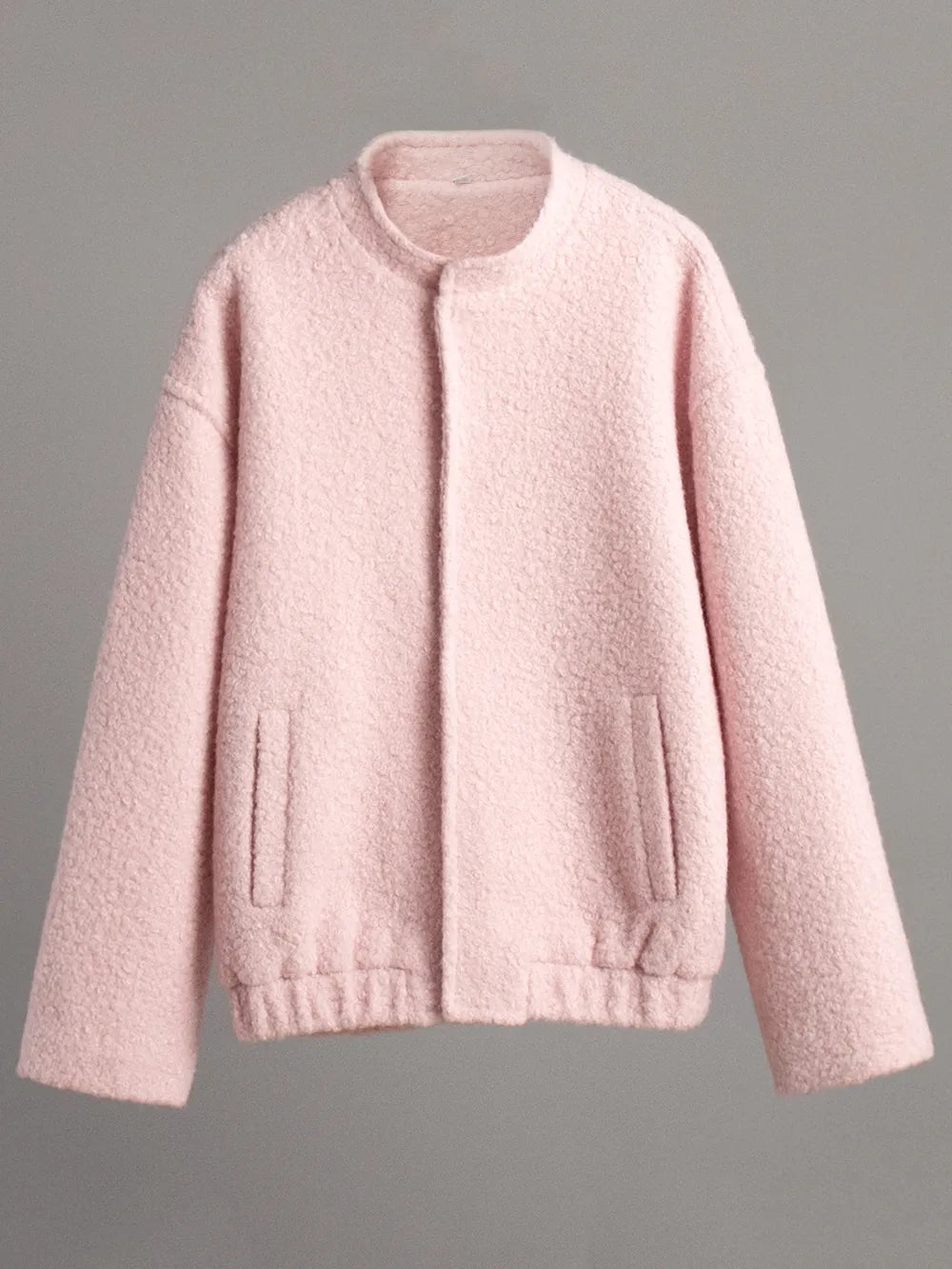 Double Take Plush Mock Neck Snap Down Jacket with Pockets | Jackets Daverri Fashions