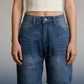 Daverri high waist mid-wash blue denim shorts five-pocket design