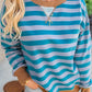 Striped Round Neck Casual Sweatshirt - DAVERRI FASHIONS