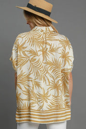 Umgee Full Size Tropical Print Button Down Shirt Plus Size | Daverri Fashions