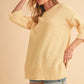 Aemi + Co Side Slit Ribbed Hem Round Neck Sweater Sweaters