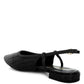 Black woven leather T-strap flat sandal with espadrille sole