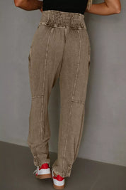 Vintage Wash High-Waisted Balloon Pants | Pants Daverri Fashions