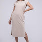 Casual Comfy Sleeveless Midi Dress TAN Mid Dresses