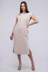 Casual Comfy Sleeveless Midi Dress TAN Mid Dresses
