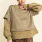 Davi & Dani olive green faux layered round neck knit sweater