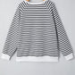 Black striped raglan sleeve oversized sweatshirt with side slits