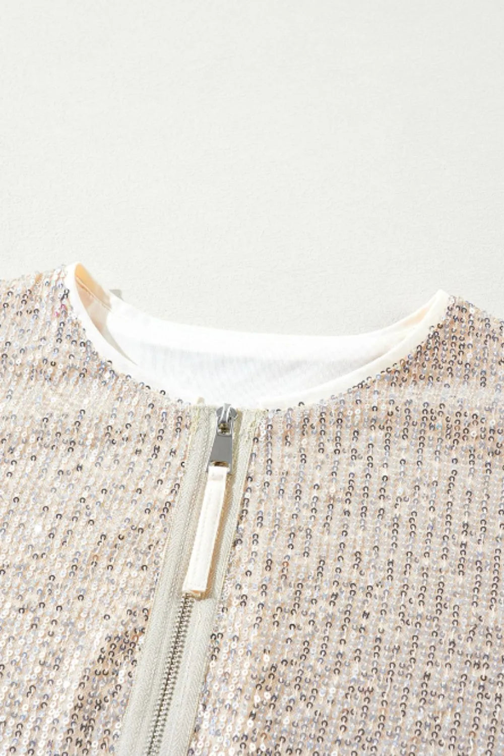 Sequin Zip Up Long Sleeve Jacket | Jackets Daverri Fashions