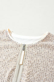 Sequin Zip Up Long Sleeve Jacket | Jackets Daverri Fashions