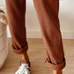 Daverri Fashions casual corduroy pants in warm brown with rolled cuffs