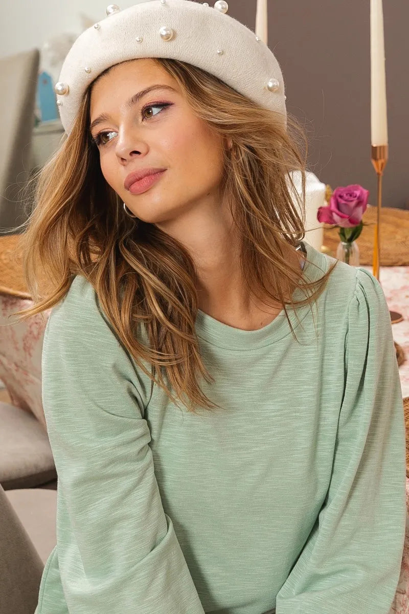 BiBi Slub Terry Puff Shoulder Sweatshirt Sweatshirts