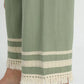 Sage green Umgee lace trim fringe hem linen cotton wide-leg pants