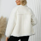 Pocketed Sherpa Zip Up Long Sleeve Jacket - DAVERRI FASHIONS
