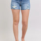 Judy Blue Full Size High Waist Denim Shorts W/stitch Over Destroy Detail Plus Size Denim Shorts