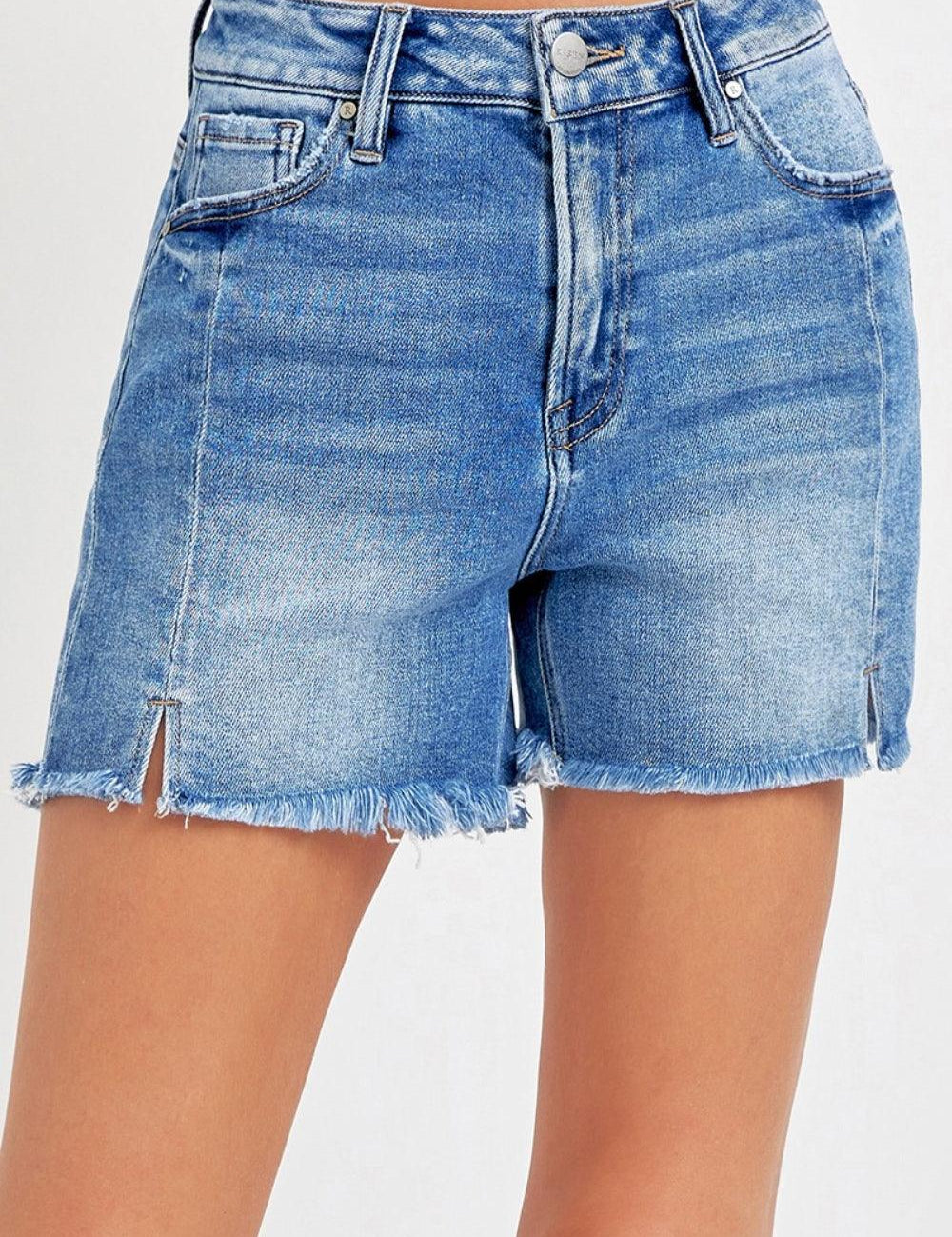 Front Slit Raw Hem Denim Shorts Medium S Shorts