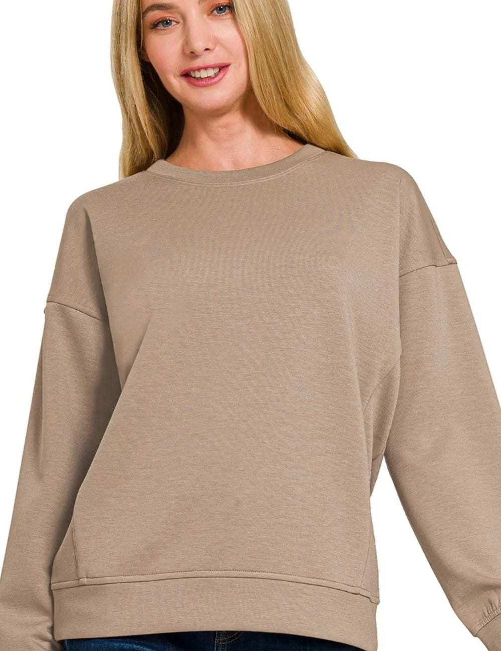 Zenana Scuba Round-neck Sweatshirts | Sweatshirts Daverri Fashions