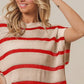 BiBi Fourth Of July Stripe Drop Shoulder Sweater Sweaters