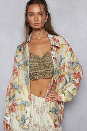 POL Floral Print Button Down Long Sleeve Shirt | Daverri Fashions