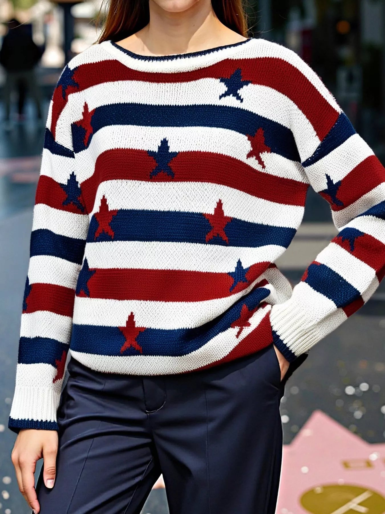 Daverri Stars and Stripes sweater: red white blue stripes stars knit