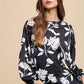Annie Wear Frill Printed Balloon Sleeve Blouse - DAVERRI FASHIONS