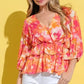 And The Why Ruffled Printed Puff Sleeve Blouse - DAVERRI FASHIONS